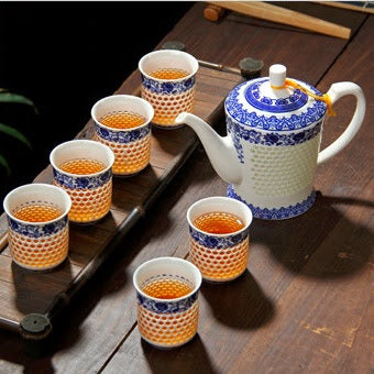 Ling Long Porcelain Hollowed Honeycomb Tea Set