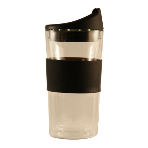 Consol Travel Tumbler Double Walled Glass and Rubber Lid 300ml