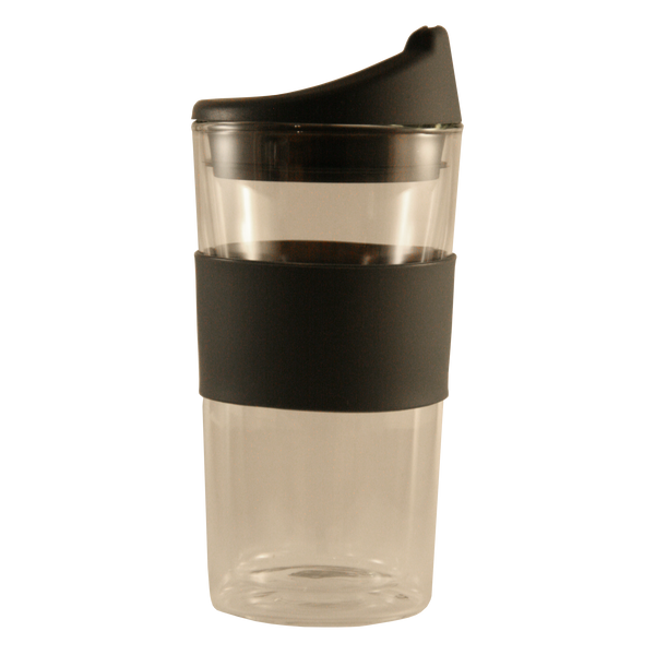 Consol Travel Tumbler Double Walled Glass and Rubber Lid 300ml